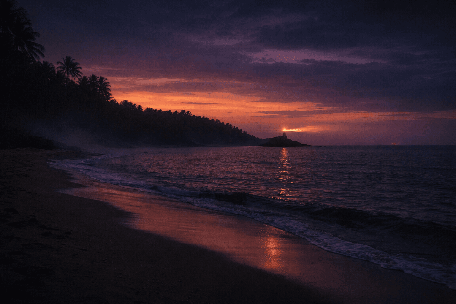 A lighthouse across dark water — a light that refused to go out